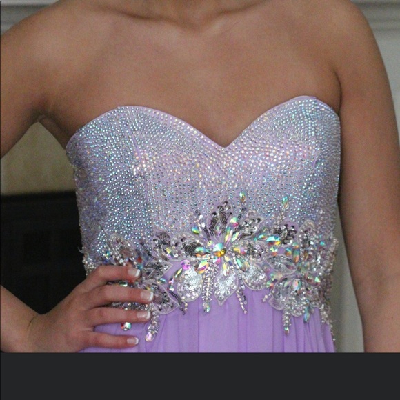 Lavender purple rhinestone prom dress - Picture 4 of 7